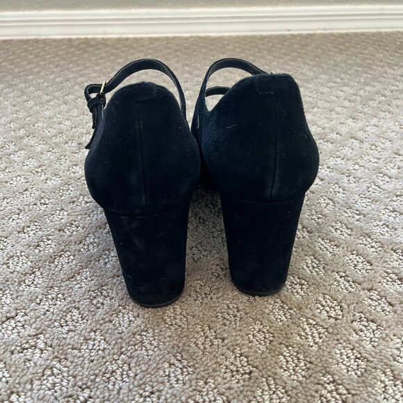 Rockport Double Strap Black Suede Leather Mary Jane Block Heel Pumps Size 7 - Picture 3 of 6